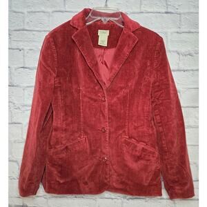 LL.Bean red corduroy vintage 90s button blazer coat cotton 4 regular.